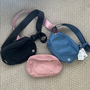 Lululemon Belt Bag Trio - Black, Pink, Blue